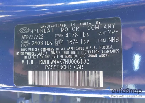 2022 Hyundai Elantra N из США, поврежденный, VIN KMHLW4AK7NU006182